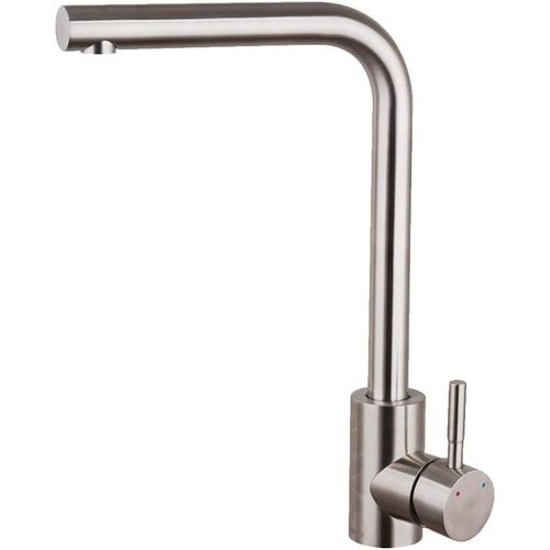 Linea London Robinet de cuisine en acier inoxydable pour évier rotatif à 360° Mitigeur haute pression Raccords G3/8"" Accessoires inclus Acier inoxydable