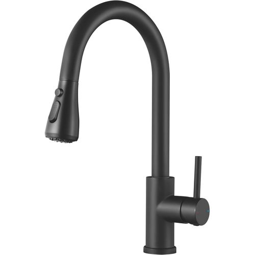 Robinet Cuisine Noir,Mitigeur Cuisine Noir avec Douchette avec 3 Modes de Pulvérisation,Rotatif à 360° Robinet de Cuisine,Installation Facile