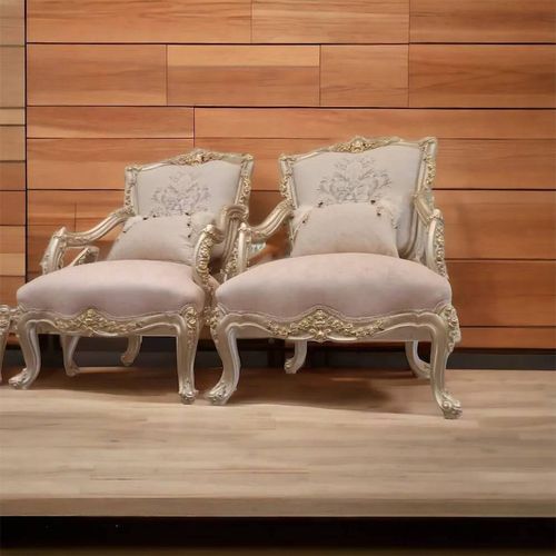 Grand Salon Complet Louis Xv En Bois De Hêtre Doré Et Rose Avec Coussins