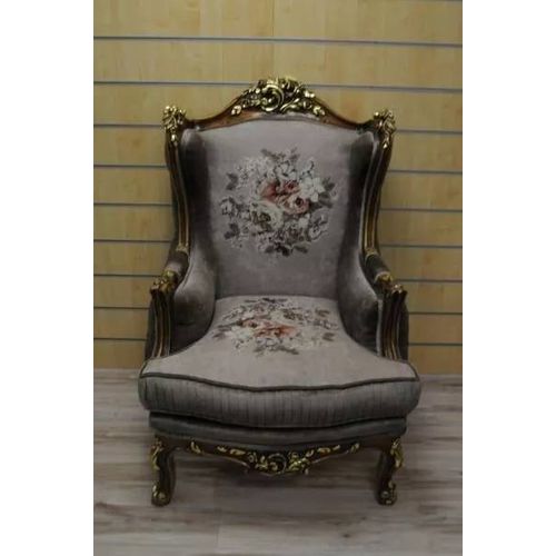 Paire De Fauteuils Louis Xv Neufs ¿ Bois D¿Hêtre Doré, Tissu Gris