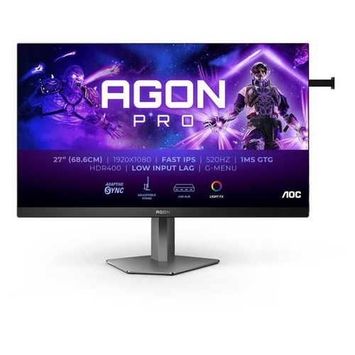 AOC AGON PRO AG276FK - Écran LED gaming 27" - 1920 x 1080 Full HD (1080p) @ 520 Hz - IPS - 400 cd/m² - 1000:1 - DisplayHDR 400 - 0.5 ms - 2xHDMI, 2xDisplayPort