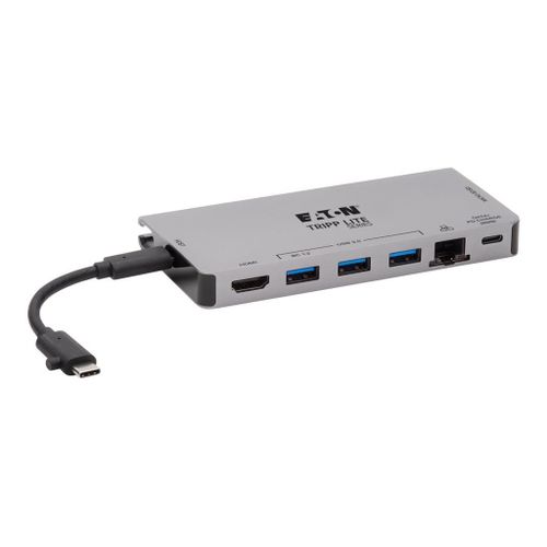 Eaton Tripp Lite Series USB C Docking Station USB Hub 4k w/ HDMI, Gbe Gigabit Ethernet, SD Card Reader, PD Charging - Station d'accueil - USB-C 3.1 / Thunderbolt 3 - HDMI - 1GbE