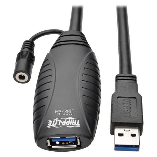 Eaton Tripp Lite Series 15M USB 3.0 Active Superspeed Extension Repeater Cable USB-A M/F - Rallonge de câble USB - USB type A (M) pour USB type A (F) - USB 3.0 - 15 m - actif - noir