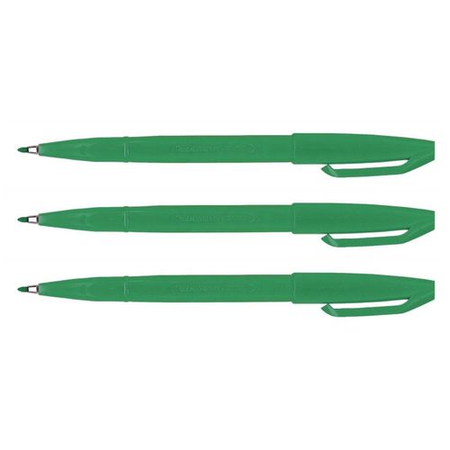 Pentel Lot De 3 Stylos Feutre Sign Pen S 520 Pointe Fibre Acrylique 2mm Vert
