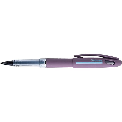 Pentel Feutre Plume Tradio, Corps Sport Chic Mauve/Bande Bleu Clair, Encre Noire