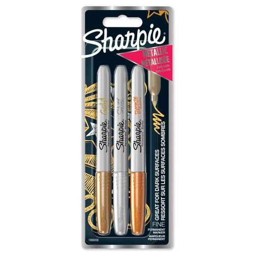 Sharpie Marqueur Permanent Métallisé, Carte Blister De 3