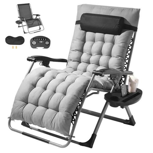 Bain De Soleil Inclinable Zéro Gravité-Vevor-825 Mm-Transat Relax Jardin Pour Intérieur Extérieur-Chaise Longue Anti-Gravité-Gris