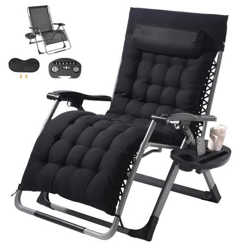 Bain De Soleil Inclinable Zéro Gravité-Vevor-825 Mm-Transat Relax Jardin Pour Intérieur Extérieur-Chaise Longue Anti-Gravité-Noir