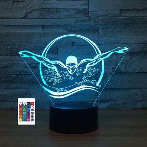 Shiba-Lampe Créative De Natation 3d Avec Télécommande - 16 Couleurs - Illusion De Nuit En Acrylique Led - Lampe De Chevet Pour Enf[3