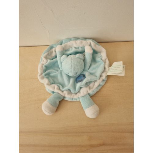 Doudou Ours Bleu Blanc Rond Kimbaloo