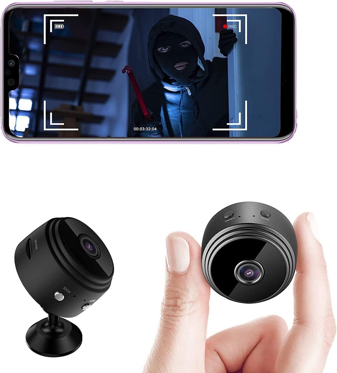 Mini Camera Espion sans Fil HD 4K Spy Caméra de Surveillance WiFi avec  Vision Nocturne et Detecteur, Video Sécurité Bébé Hidden Interieur/Exterieur,  Black, (L27)