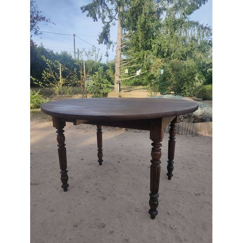 Ancienne Table Ronde En Chêne Louis Philippe