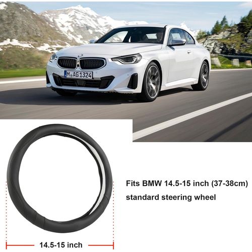 Ershi-Couvre Volant Voiture En Cuir Pu Protege Volant,Compatible Avec Volants Ronds Bmw-Noir[4559]