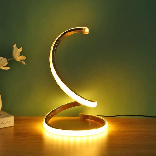 Domybest Lampe de Table Spirale LED Design Moderne Lampe de Bureau LED  Spirale incurée USB 18W Lampe de Chevet avec Cable de 1.5M Hauteur Réglable  pour étude, Salon, Chambre à Coucher 