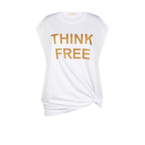 Sous-Veste, T-Shirt Maxi Sans Manches "Think Free" - Un Article Unique Et Créatif ! - Blanc -