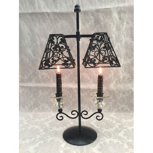 Porte Bougies Cierges Chandelier Candélabre Bougeoir Métal Forgé Verre Art Déco