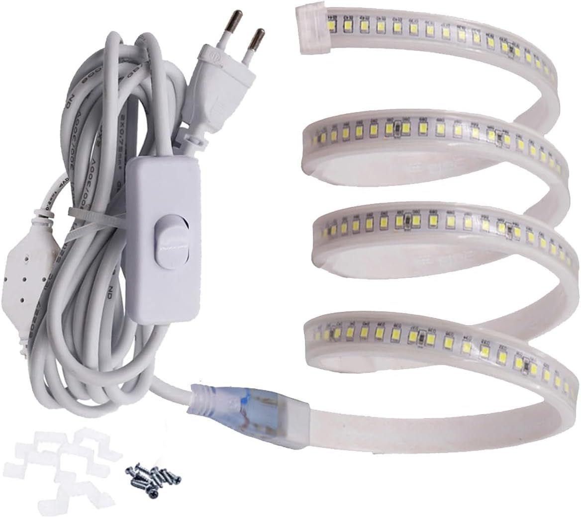 Ruban LED 6M avec Interrupteur 220V 230V Bandeau de LED IP65 étanche Bande  LED Interieur Exterieur, Blanc Chaud : : Luminaires et Éclairage
