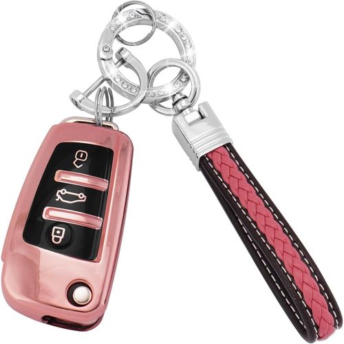 Ershi-Coque Complète Pour Clé De Voiture Audi Avec Cordon Porte-Clés, 3 Boutons En Tpu Souple Pour Clé De Voiture Audi A1 A3 A4 A6[5