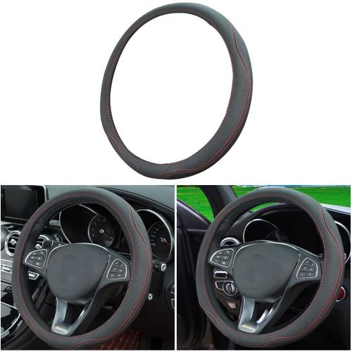 Ershi-Couvre Volant Voiture, Antidérapant Couvre Volant, Respirant Microfibre Cuir Couvre Volant, Housse De Volants De Voiture Acc[5