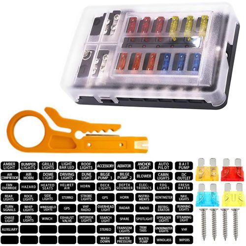 Ershi-Boîte Fusibles Voiture, 12 Voies Boîte Fusibles, Voiture Fusible À Lame, Universelle Blocs Fusible Lame, Avec Voyants Led, C[3