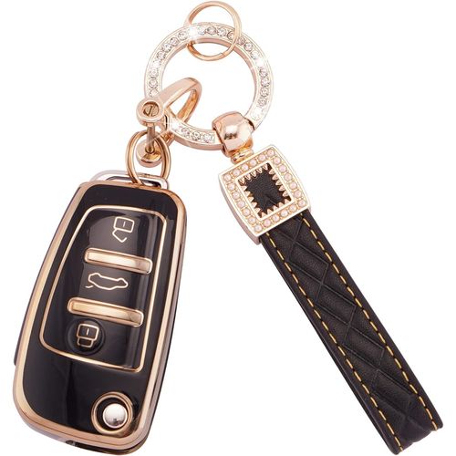 Ershi-Coque De Clé De Voiture Pour Audi A1 A3 A4 A6 A8 Quattro Q3 Q7 S3 S6 Rs3 Rs6 R8 Tt Tts 3 Boutons Flip Key Case Coque Souple [3