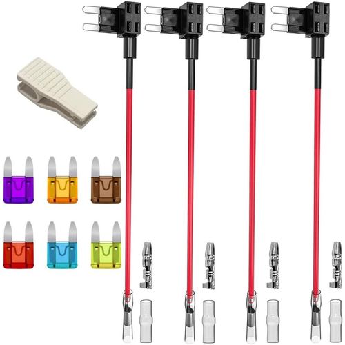 Ershi-4pcs 12v-24v 20a Petite Add-A-Circuit Porte-Fusible Voiture, Adaptateur Lame Porte-Fusible Atm, Avec 6 Pièces De Fusible À L[5
