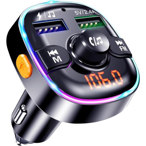 ERSHI-Transmetteur FM Bluetooth, 2 USB Port 5V/2.4A Prise, Voiture Allume Cigare Adaptateur Kit, Musique Player for MP3 Radio, Han[1