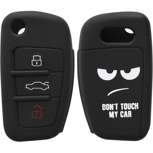 Ershi-Coque Clé De Voiture Compatible Avec Audi Clé 3-Touches Accessoire Clé Voiture - Protection Étui Souple En Silicone - Blanc-[2
