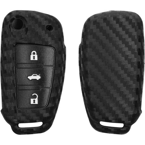 Ershi-Coque Clé De Voiture Compatible Avec Audi Clé 3-Touches Accessoire Clé Voiture - Protection Étui Souple En Silicone - Noir[273