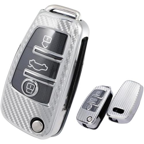 Ershi-Coque Clé Compatible Avec Etui Clef Audi A1 A3 A6 Tt Q2 Q7 S3 Protection Clé De Voiture Accessoires (Argent)[2806]