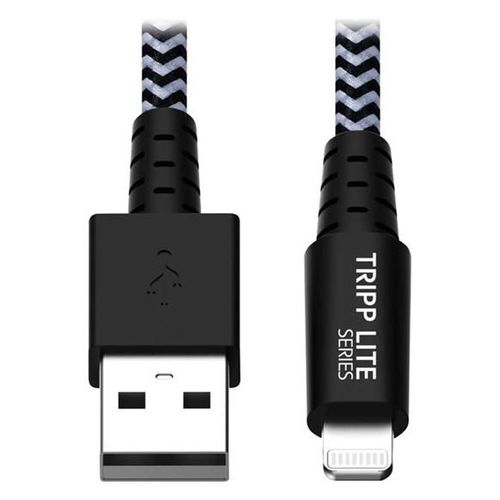 Eaton Tripp Lite Series Heavy-Duty USB-A to Lightning Sync/Charge Cable, MFi Certified - M/M, USB 2.0, 3 ft. (0.91 m) - Câble Lightning - USB mâle pour Lightning mâle - 90 cm - blanc, noir