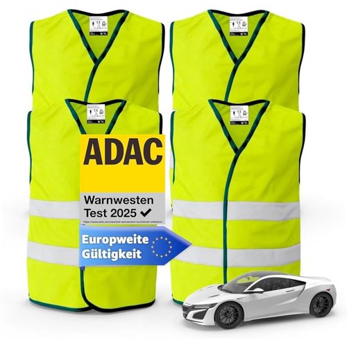 Ershi-4x Gilets De Sécurité Voiture 2024 & 2025 : Gilet De Sécurité Iso20471 Jaune Fluo - Véhicules Légers Et Poids Lourds - Gilet[2