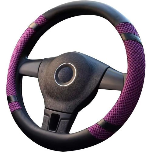 Ershi-Couvre Volant En Microfibre Cuir Housse Volant Voiture Universelle 38cm,Protege Volant Voiture Antidérapant Respirant Souple[1