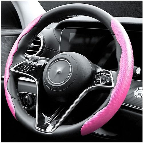 Ershi-Couvre Volant Voiture En Fibre De Carbone,Accessoire Voiture Sécurisé Et Antidérapant Housse Volant Voiture Universelle De 3[1