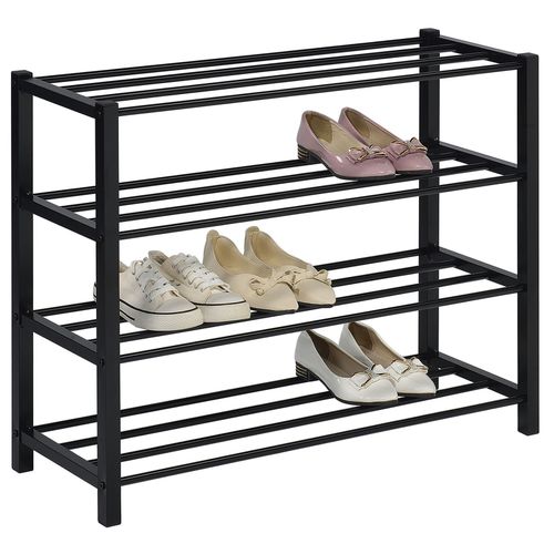 Étagère À Chaussures Navan Rangement Porte-Chaussures Avec 4 Niveaux En Métal Laqué Noir