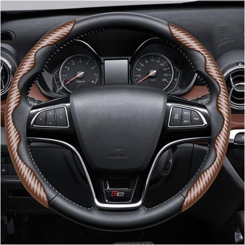 Ershi-Processus Fibre Carbone Protection Volant Segmentée Universelle, Couvre Volant Voiture En Fibre De Carbone Pour Voitures Et [2
