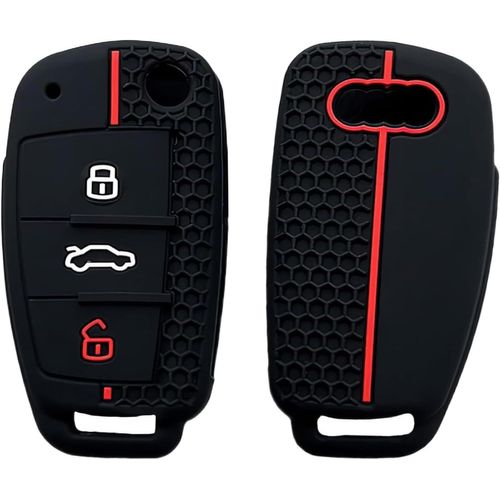 Ershi-Coque De Protection En Silicone Pour Clé De Voiture, For Audi A1 A3 A4 A6 A8 S3 S4 S6 Rs4 Rs6 Q2 Q3 Q5 Q7 Tt R8, 3-Bouton Ac[1