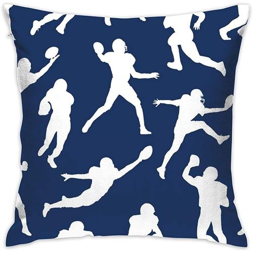 Joueurs De Football-Bleu Foncé Petite Taie D'oreiller Diagramme Taie D'oreiller Douce Coussin Carré 18x18 Pouces