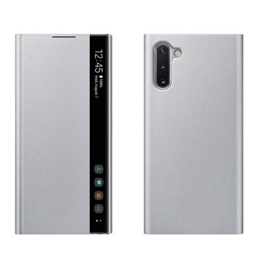 Coque Pour Samsung Galaxy Note10, Note10 5g,Clear View Cover,Étui À Rabat Pour Téléphone Portable,Argent