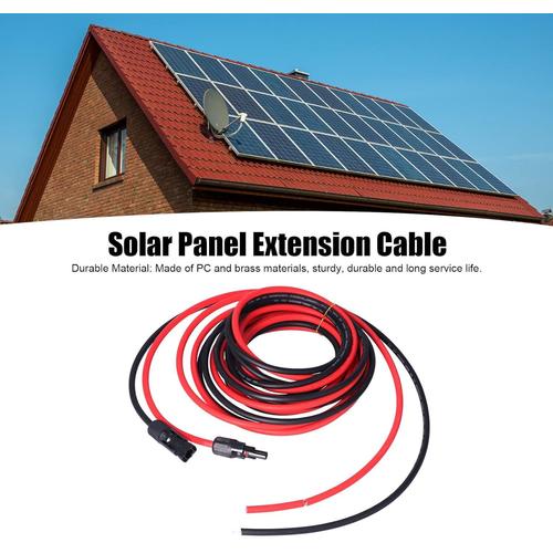 Câble d'extension solaire 5 m/16,4 pieds 10 AWG, fil de panneau