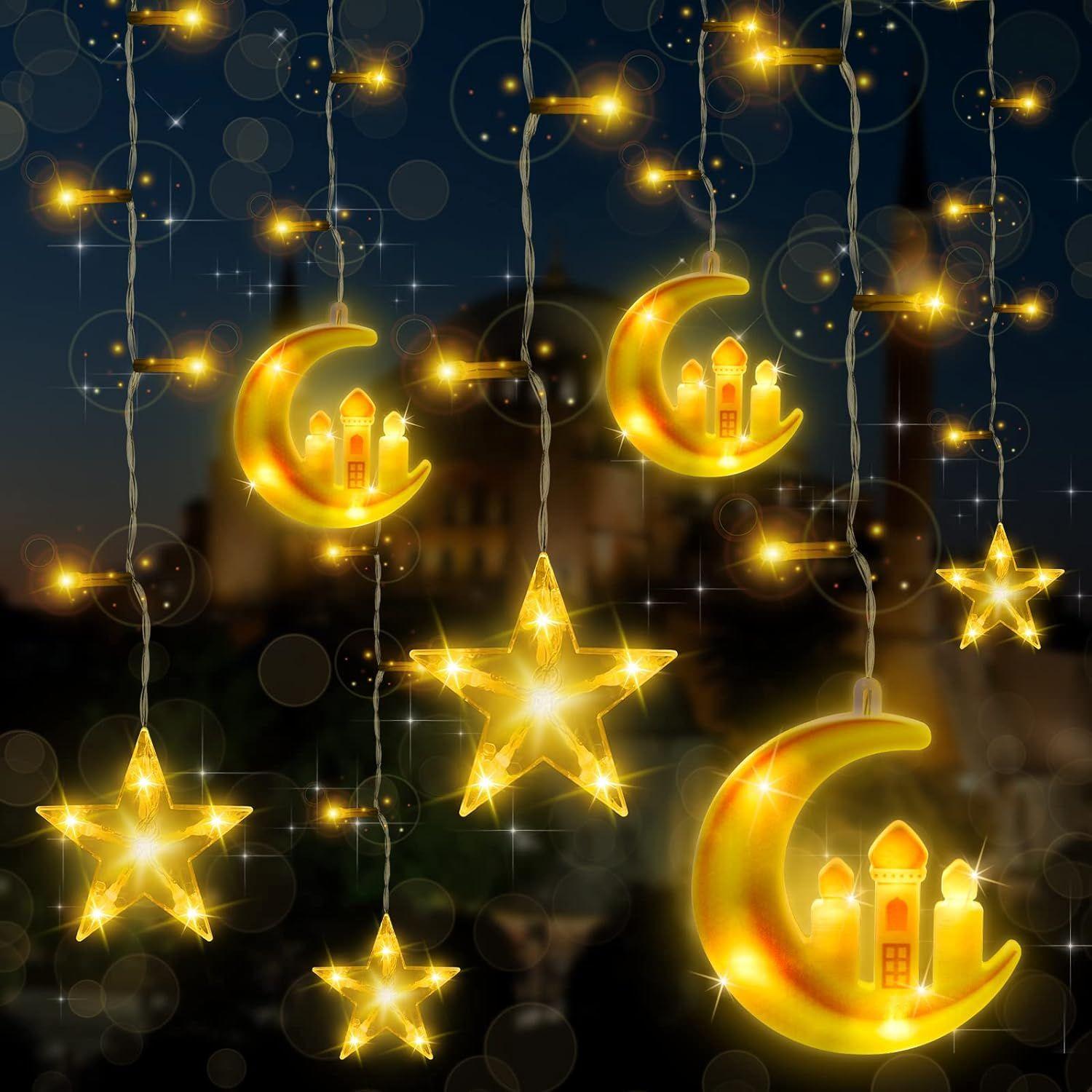 3m 20 LED Eid Al-Fitr LED Étoile et Lune Guirlandes Lumineuses Ramadan  Festival Décoration Lampes (