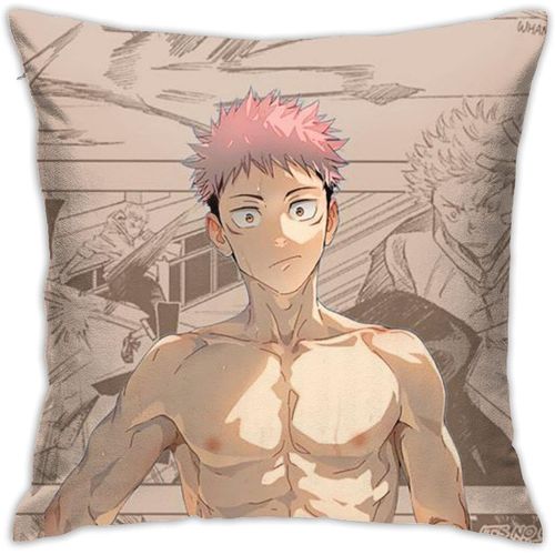 Jujutsu Kaisen Housse De Coussin Itadori Yuji En Polyester Doux Et Décoratif Carré Pour Salon, Canapé, Chambre À Coucher, Voiture
