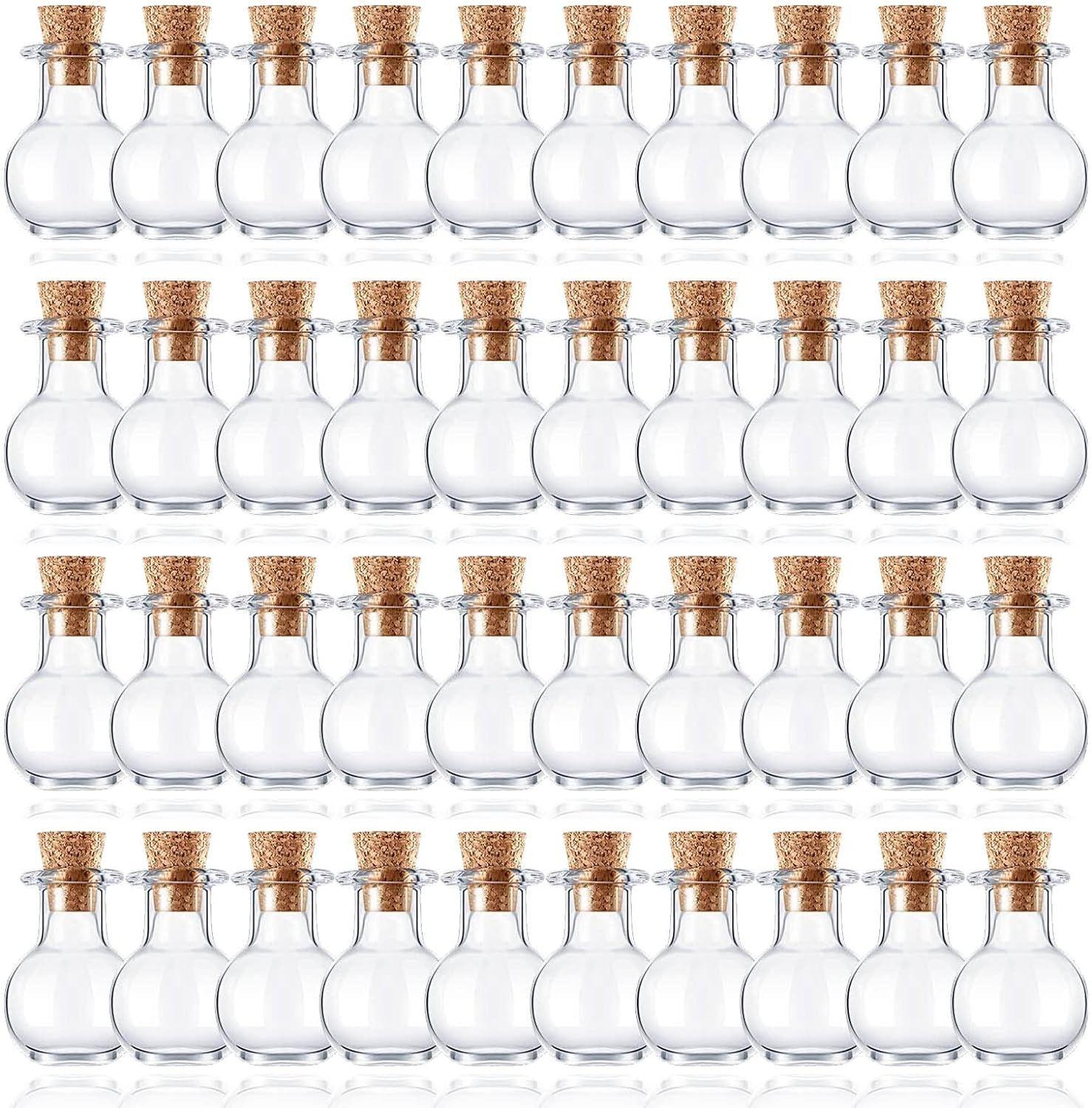 Mini-bouteilles en verre, 14 x 14 x 24 mm, avec bouchon en liège