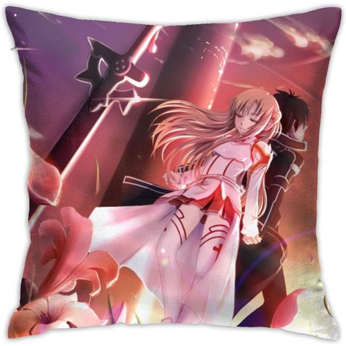 Sword Art Online Anime Housse De Coussin Respirante De Luxe, 45,7 X 45,7 Cm, Décoration De Maison, Salon, Canapé, Siège De Voiture, Taie D'oreiller Carrée En Polyester Doux