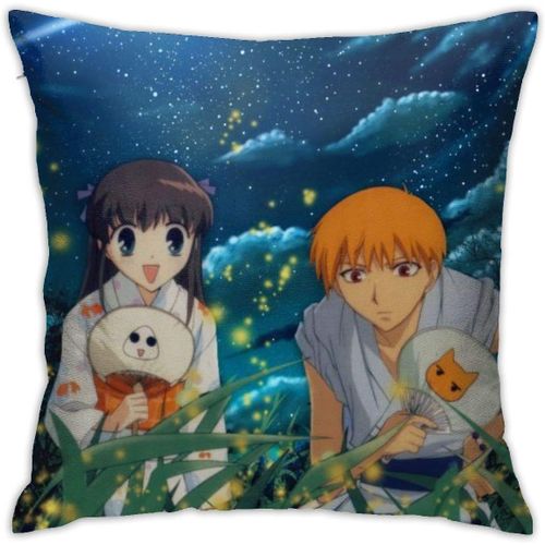 Fruits Basket Anime Housse De Coussin Respirante De Luxe, 45,7 X 45,7 Cm, Décoration De Maison, Salon, Canapé, Siège De Voiture, Taie D'oreiller Carrée En Polyester Doux