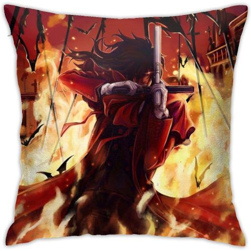 Hellsing Anime Housse De Coussin Respirante De Luxe, 18x18 Pouces, Taie D'oreiller De Décoration De Siège De Voiture De Canapé De Salon De Maison, Taie D'oreiller Carrée En Polyester Doux