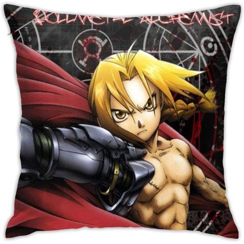 Fullmetal Alchimiste Taie D'oreiller Canapé Doux Maison Décorative Coussin De Luxe Respirant Housse De Coussin Taille 18x18 Pouces