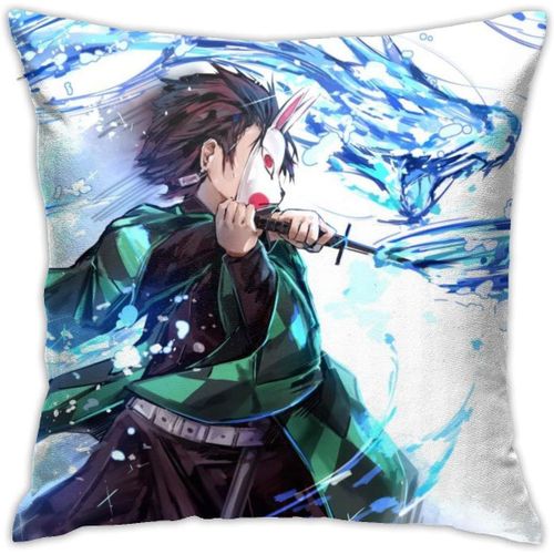 Demon Slayer Anime Housse De Coussin Respirante De Luxe, 45,7 X 45,7 Cm, Décoration De Maison, Salon, Canapé, Siège De Voiture, Taie D'oreiller Carrée En Polyester Doux