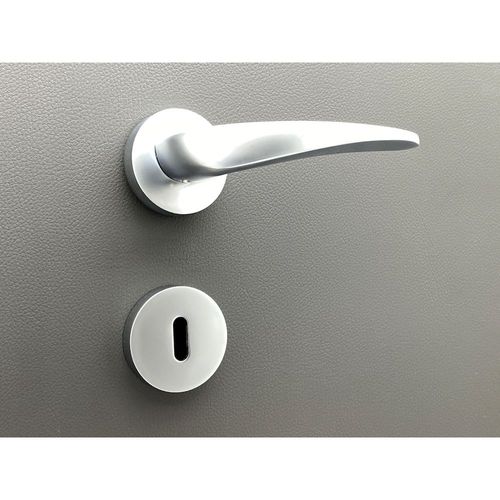 Poignée de porte design à clé finition aspect chromé mat Erica - KATCHMEE