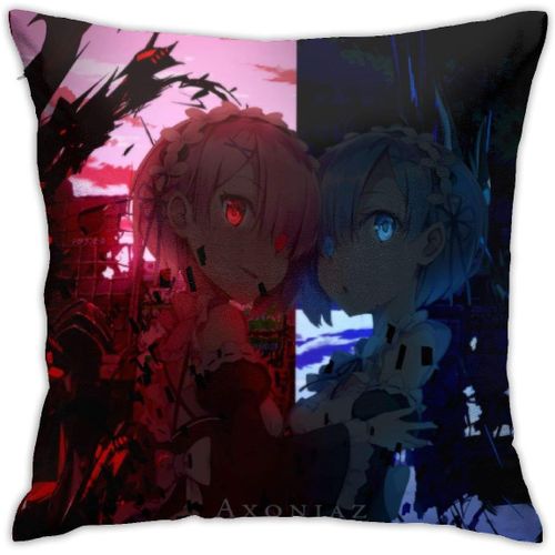 Re Zero Anime Housse De Coussin Respirante De Luxe, 45,7 X 45,7 Cm, Décoration De Maison, Salon, Canapé, Siège De Voiture, Taie D'oreiller Carrée En Polyester Doux
